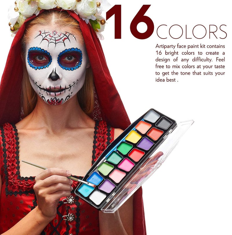 Artiparty Face Paint Kit â€“ Easy to Apply & Remove â€“ Water Activated â€“ Non-Toxic & Hypoallergenic â€“ Professional Face Painting Kit for Kids & Adults - Image 2